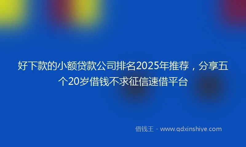 好下款的小额贷款公司排名2025年推荐，分享五个20岁借钱不求征信速借平台