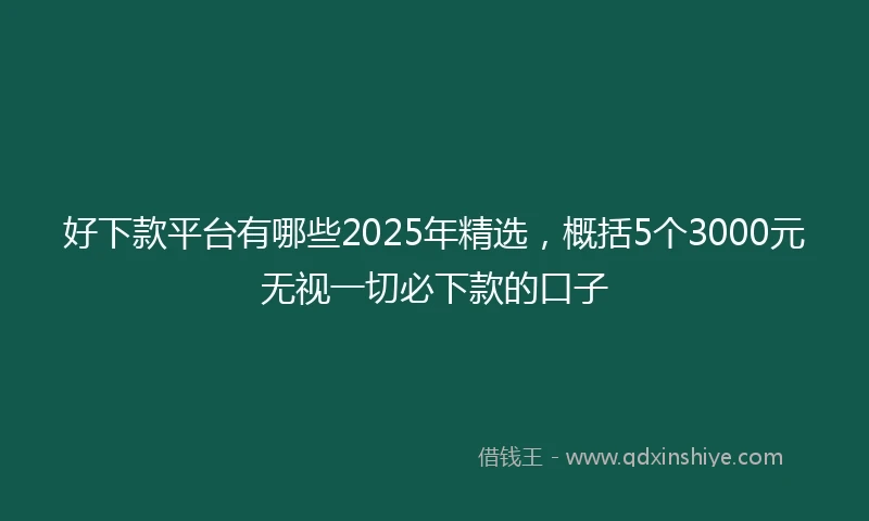 好下款平台有哪些2025年精选，概括5个3000元无视一切必下款的口子