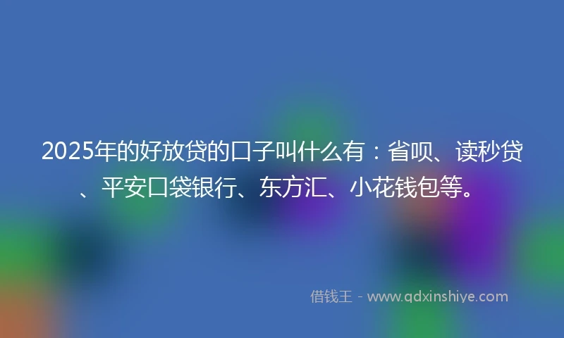 2025年的好放贷的口子叫什么有：省呗、读秒贷、平安口袋银行、东方汇、小花钱包等。