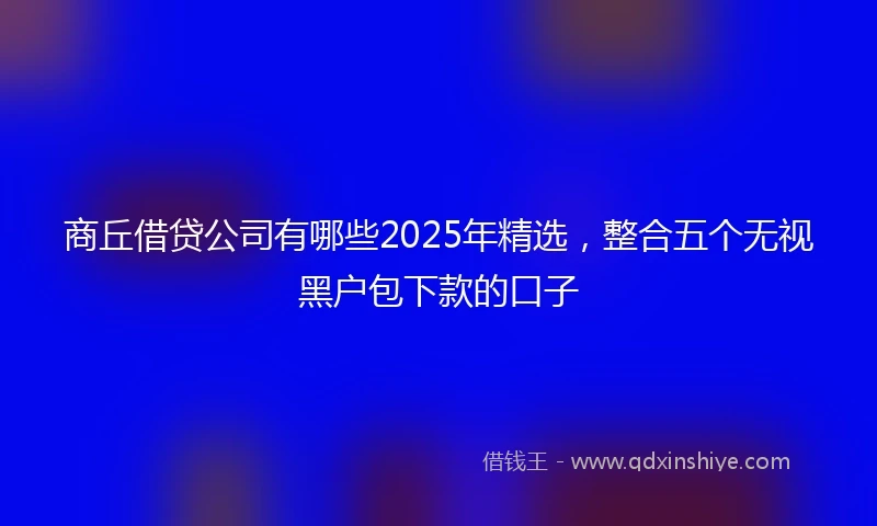 商丘借贷公司有哪些2025年精选，整合五个无视黑户包下款的口子