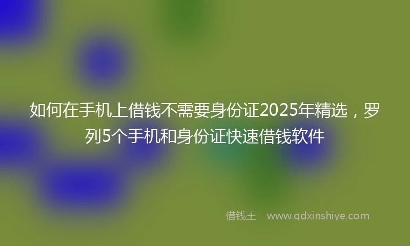 如何在手机上借钱不需要身份证2025年精选，罗列5个手机和身份证快速借钱软件