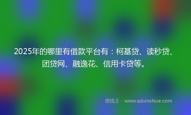 2025年的哪里有借款平台有：柯基贷、读秒贷、团贷网、融逸花、信用卡贷等。