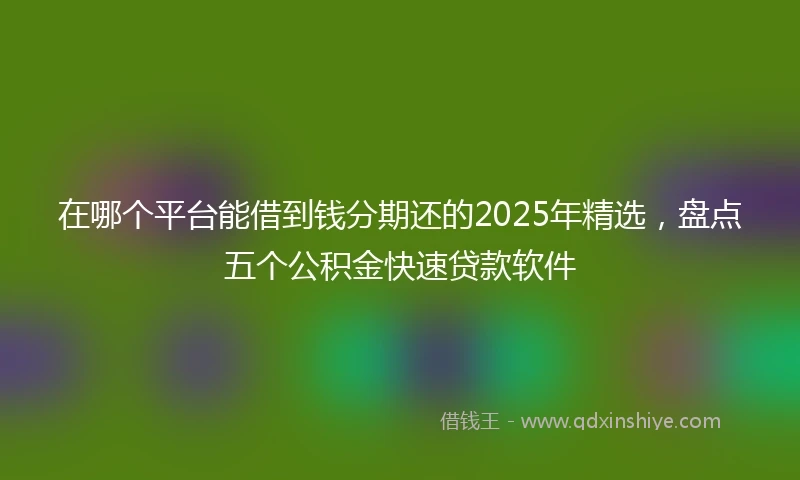 在哪个平台能借到钱分期还的2025年精选，盘点五个公积金快速贷款软件