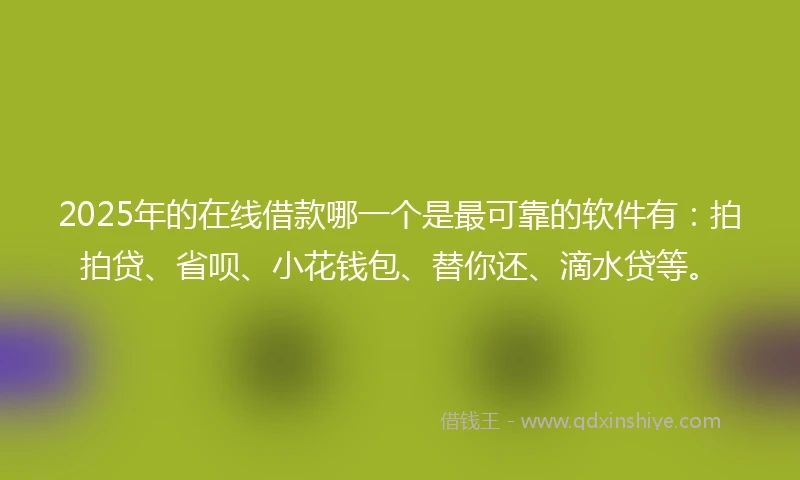 2025年的在线借款哪一个是最可靠的软件有：拍拍贷、省呗、小花钱包、替你还、滴水贷等。