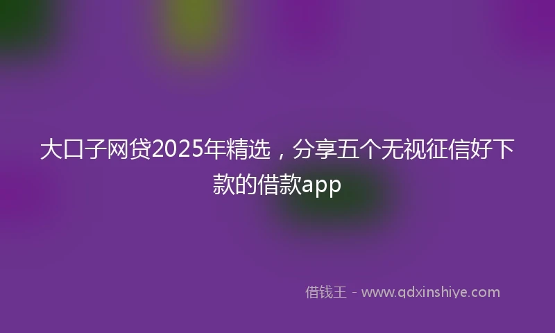 大口子网贷2025年精选，分享五个无视征信好下款的借款app