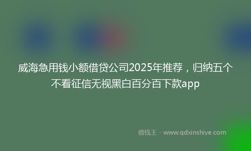 威海急用钱小额借贷公司2025年推荐，归纳五个不看征信无视黑白百分百下款app