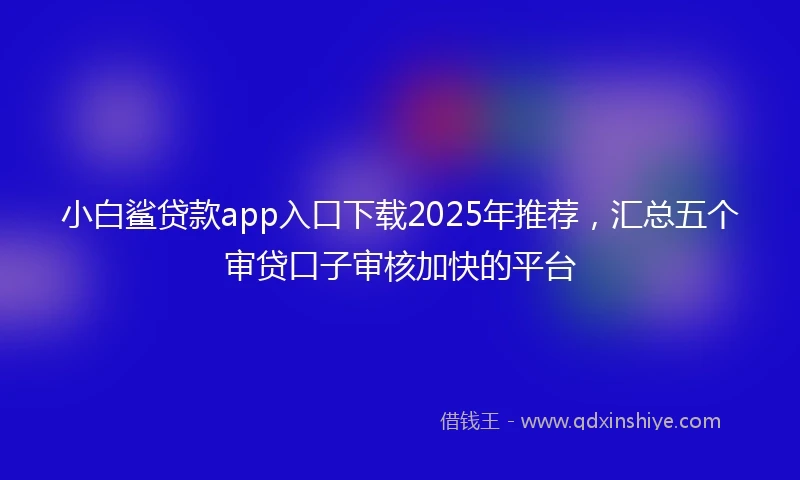小白鲨贷款app入口下载2025年推荐，汇总五个审贷口子审核加快的平台
