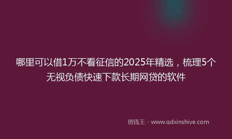 哪里可以借1万不看征信的2025年精选，梳理5个无视负债快速下款长期网贷的软件