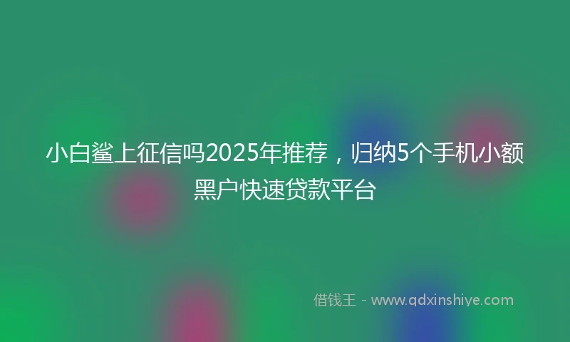 小白鲨上征信吗2025年推荐，归纳5个手机小额黑户快速贷款平台