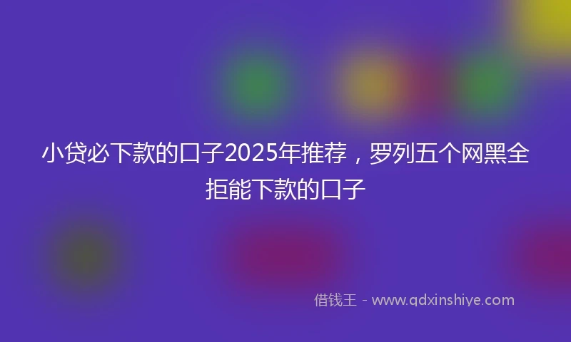 小贷必下款的口子2025年推荐，罗列五个网黑全拒能下款的口子