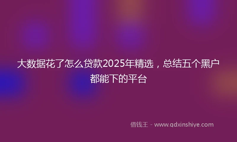 大数据花了怎么贷款2025年精选，总结五个黑户都能下的平台