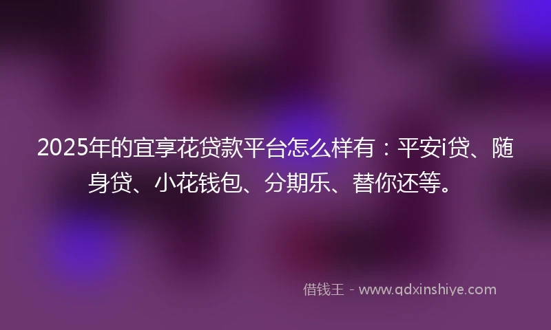 2025年的宜享花贷款平台怎么样有：平安i贷、随身贷、小花钱包、分期乐、替你还等。