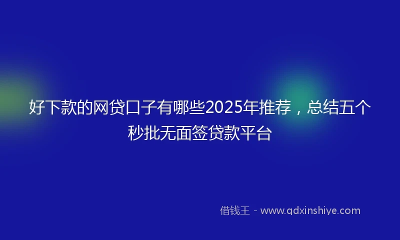 好下款的网贷口子有哪些2025年推荐,总结五个秒批无面签贷款平台