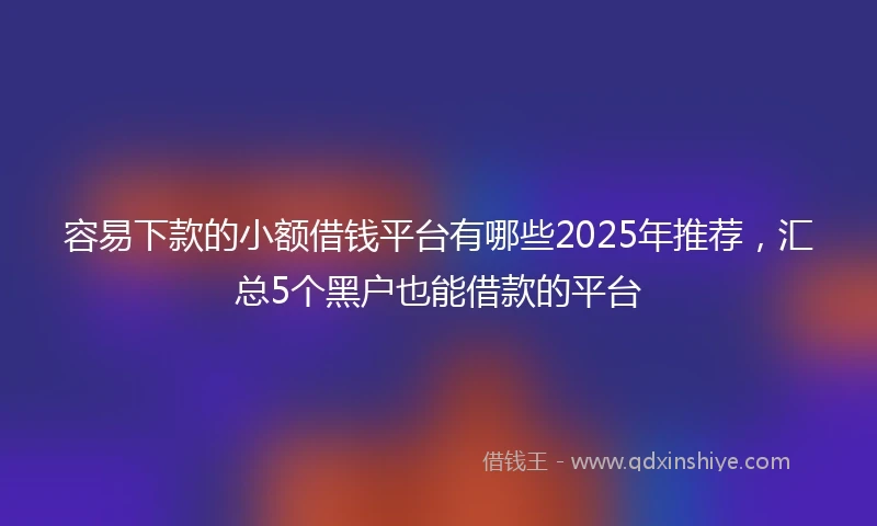 容易下款的小额借钱平台有哪些2025年推荐，汇总5个黑户也能借款的平台