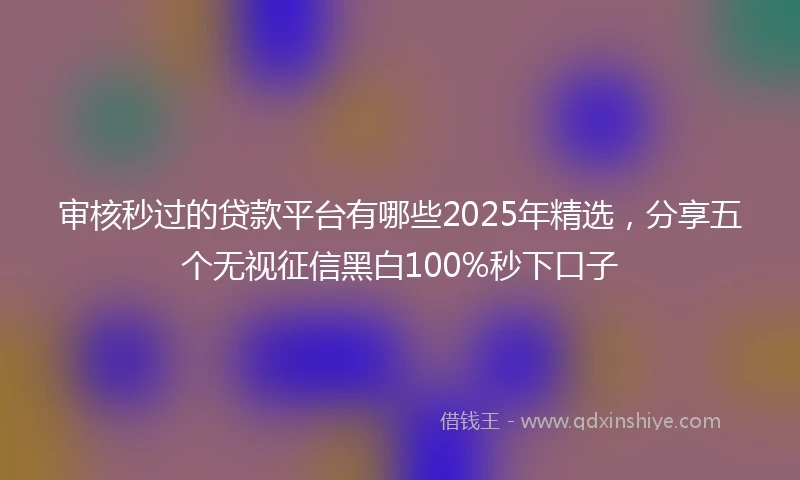 审核秒过的贷款平台有哪些2025年精选，分享五个无视征信黑白100%秒下口子