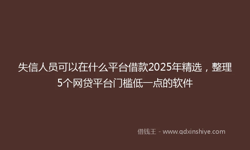 失信人员可以在什么平台借款2025年精选，整理5个网贷平台门槛低一点的软件