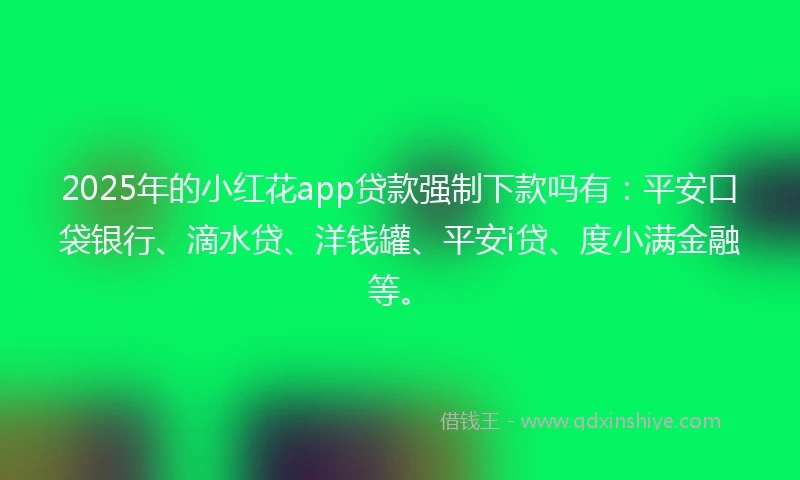 2025年的小红花app贷款强制下款吗有：平安口袋银行、滴水贷、洋钱罐、平安i贷、度小满金融等。