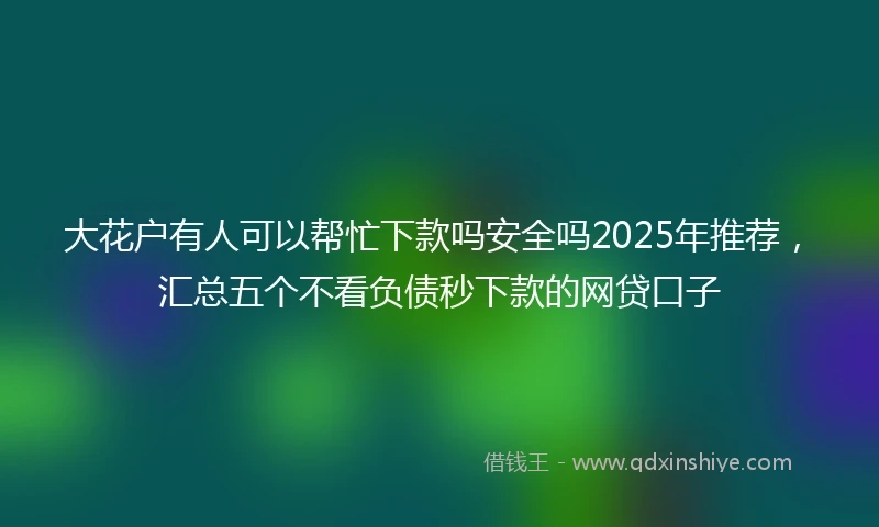 大花户有人可以帮忙下款吗安全吗2025年推荐，汇总五个不看负债秒下款的网贷口子