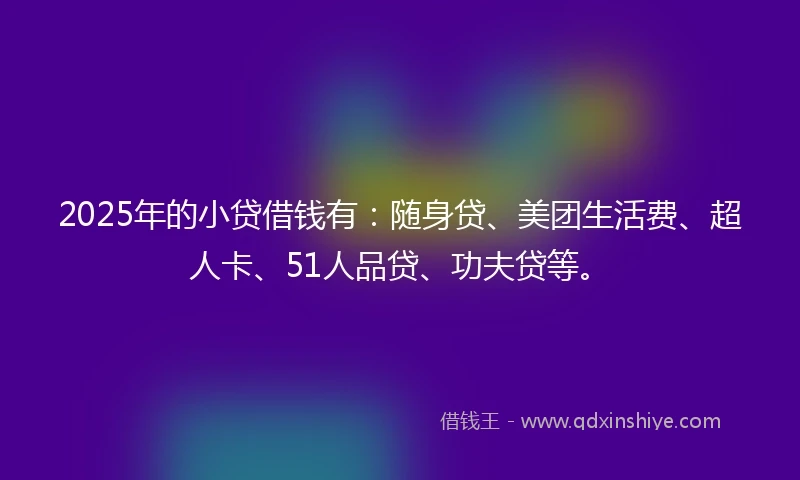 2025年的小贷借钱有：随身贷、美团生活费、超人卡、51人品贷、功夫贷等。