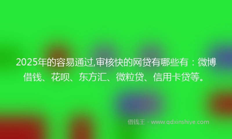2025年的容易通过,审核快的网贷有哪些有：微博借钱、花呗、东方汇、微粒贷、信用卡贷等。