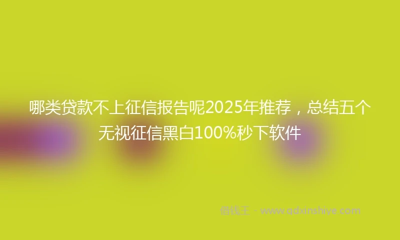 哪类贷款不上征信报告呢2025年推荐，总结五个无视征信黑白100%秒下软件