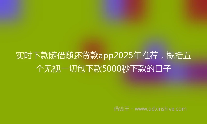 实时下款随借随还贷款app2025年推荐，概括五个无视一切包下款5000秒下款的口子