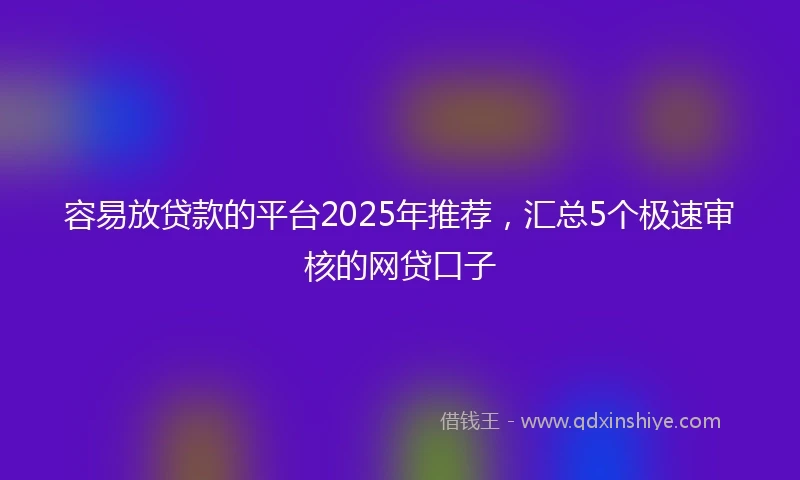 容易放贷款的平台2025年推荐，汇总5个极速审核的网贷口子