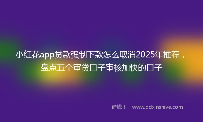 小红花app贷款强制下款怎么取消2025年推荐，盘点五个审贷口子审核加快的口子
