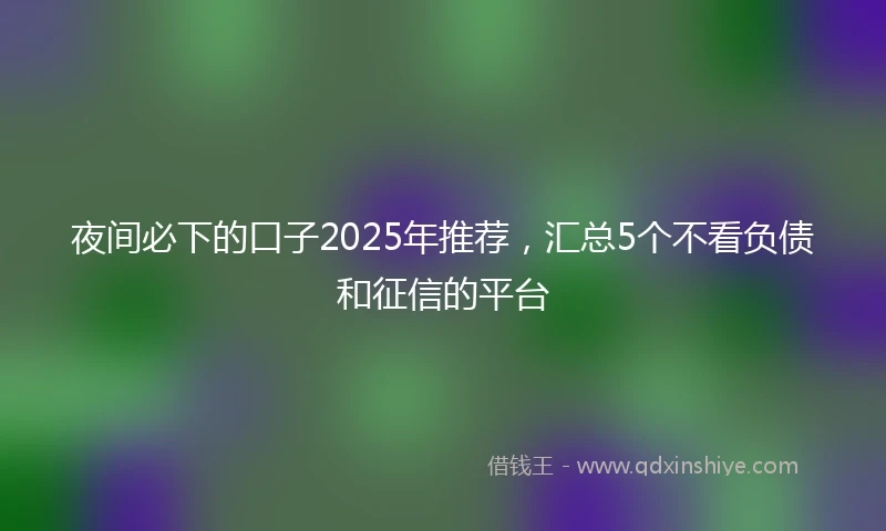夜间必下的口子2025年推荐，汇总5个不看负债和征信的平台