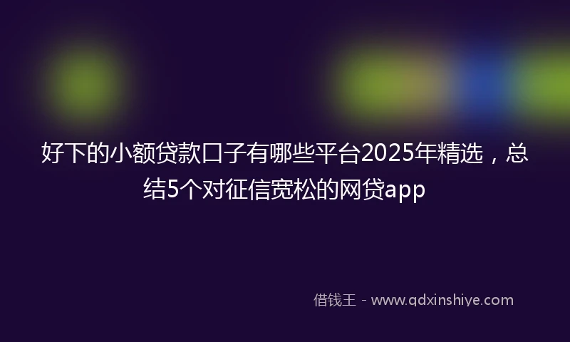 好下的小额贷款口子有哪些平台2025年精选，总结5个对征信宽松的网贷app