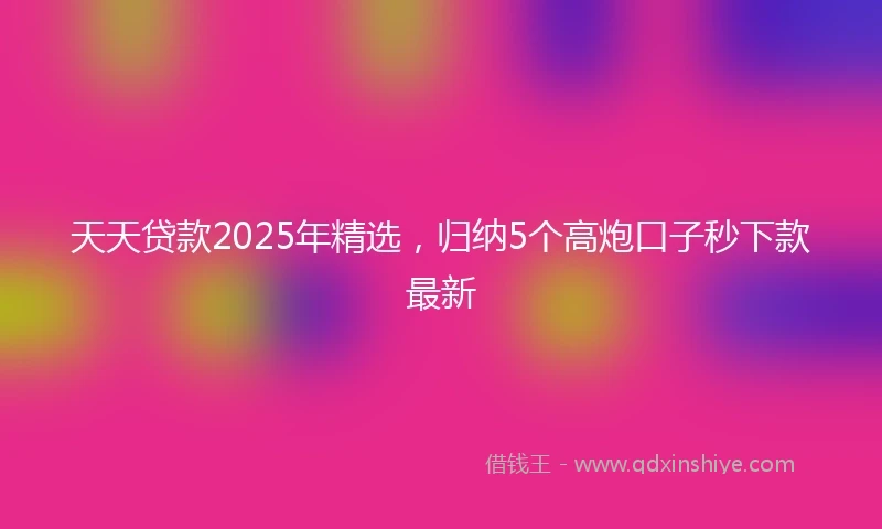 天天贷款2025年精选，归纳5个高炮口子秒下款最新