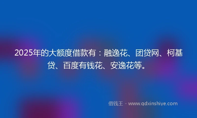 2025年的大额度借款有：融逸花、团贷网、柯基贷、百度有钱花、安逸花等。