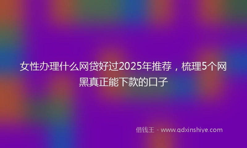 女性办理什么网贷好过2025年推荐，梳理5个网黑真正能下款的口子