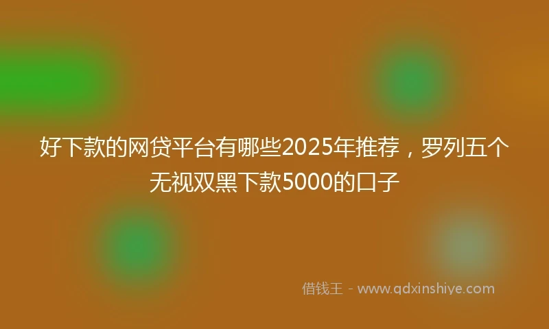 好下款的网贷平台有哪些2025年推荐，罗列五个无视双黑下款5000的口子