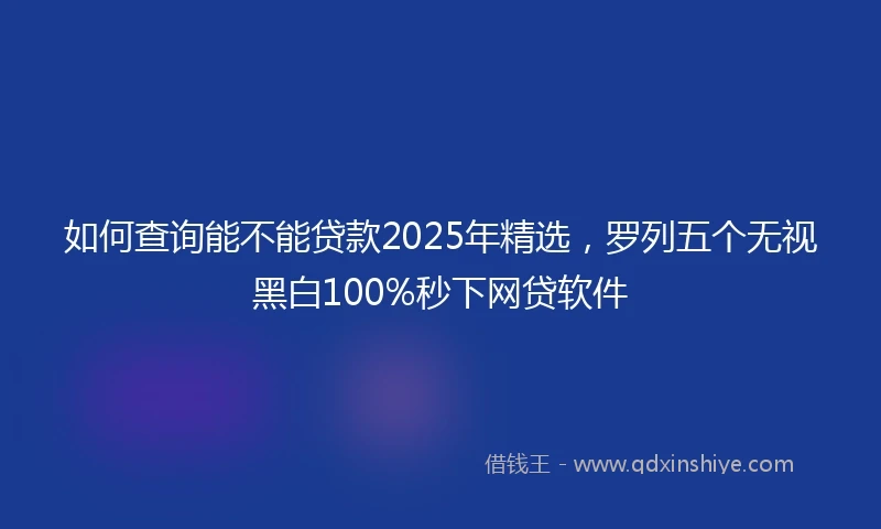 如何查询能不能贷款2025年精选，罗列五个无视黑白100%秒下网贷软件