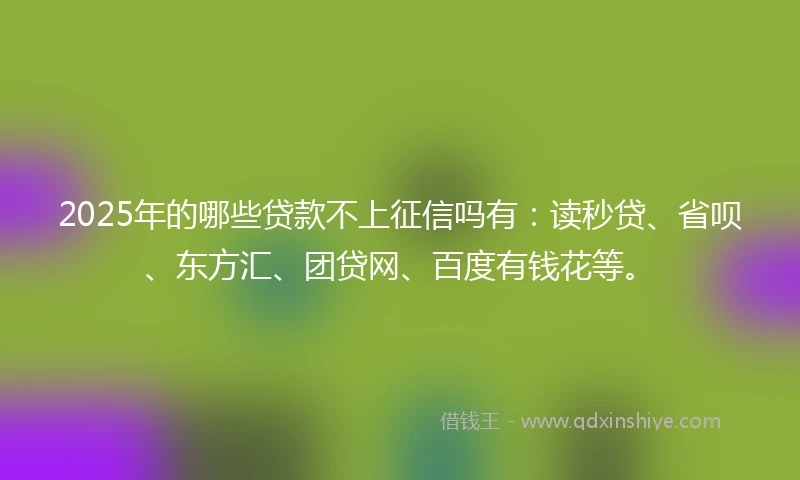 2025年的哪些贷款不上征信吗有：读秒贷、省呗、东方汇、团贷网、百度有钱花等。