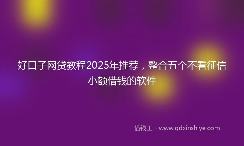 好口子网贷教程2025年推荐，整合五个不看征信小额借钱的软件