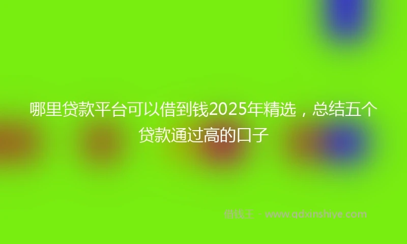 哪里贷款平台可以借到钱2025年精选，总结五个贷款通过高的口子