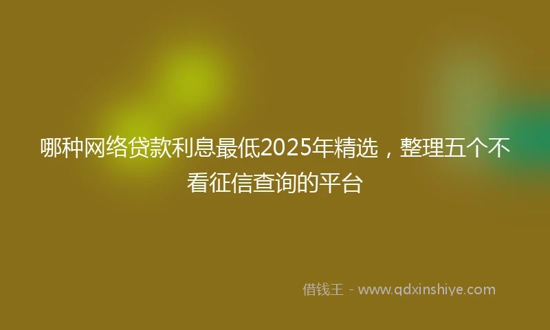 哪种网络贷款利息最低2025年精选，整理五个不看征信查询的平台