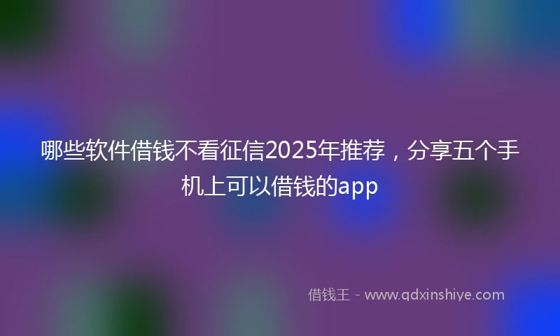 哪些软件借钱不看征信2025年推荐，分享五个手机上可以借钱的app