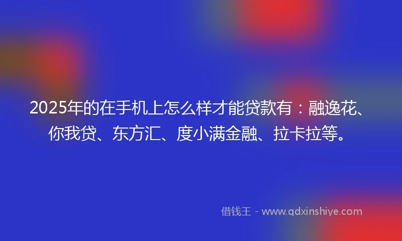 2025年的在手机上怎么样才能贷款有：融逸花、你我贷、东方汇、度小满金融、拉卡拉等。