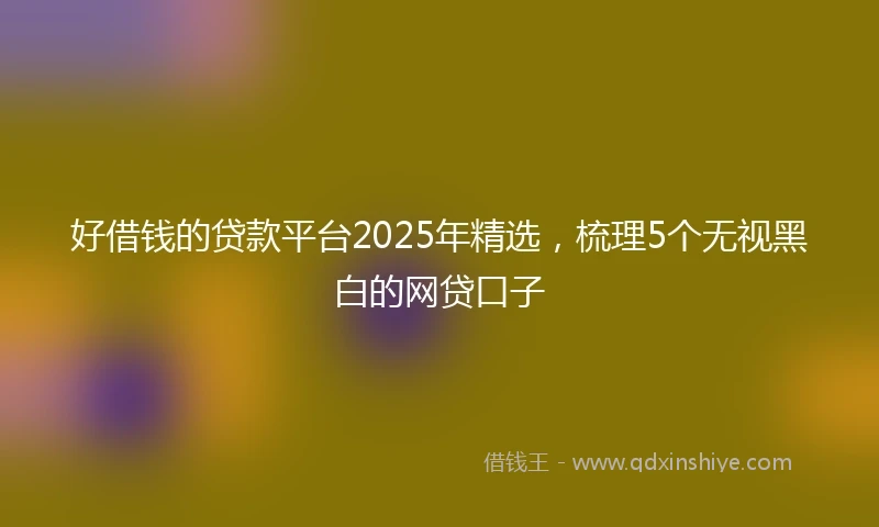 好借钱的贷款平台2025年精选，梳理5个无视黑白的网贷口子