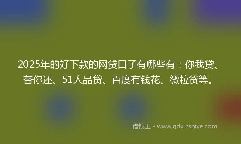 2025年的好下款的网贷口子有哪些有：你我贷、替你还、51人品贷、百度有钱花、微粒贷等。