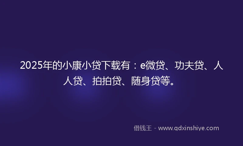 2025年的小康小贷下载有：e微贷、功夫贷、人人贷、拍拍贷、随身贷等。