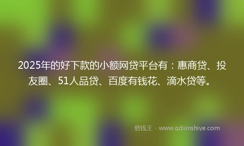 2025年的好下款的小额网贷平台有：惠商贷、投友圈、51人品贷、百度有钱花、滴水贷等。