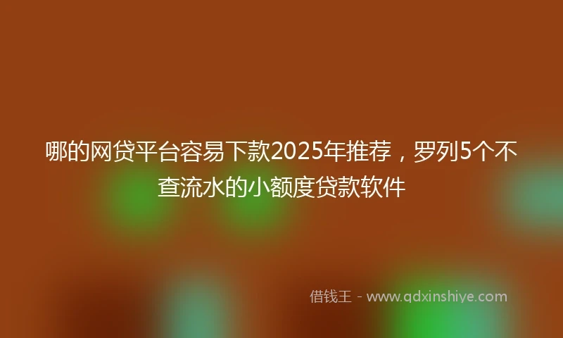 哪的网贷平台容易下款2025年推荐，罗列5个不查流水的小额度贷款软件