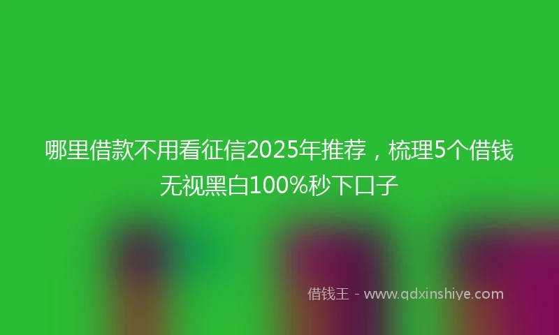 哪里借款不用看征信2025年推荐，梳理5个借钱无视黑白100%秒下口子
