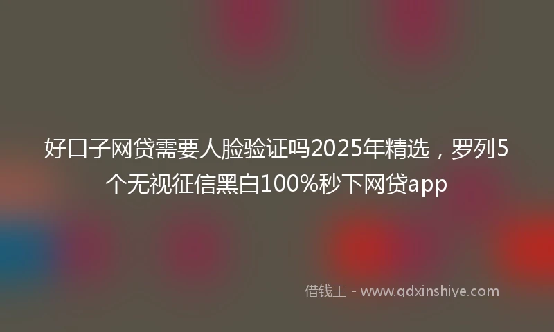 好口子网贷需要人脸验证吗2025年精选，罗列5个无视征信黑白100%秒下网贷app