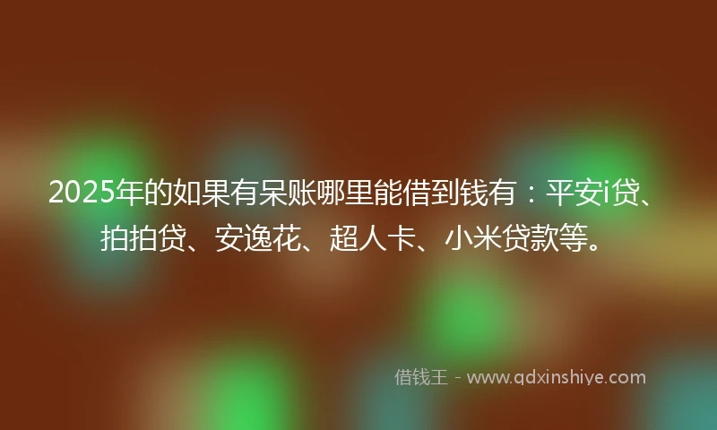 2025年的如果有呆账哪里能借到钱有：平安i贷、拍拍贷、安逸花、超人卡、小米贷款等。