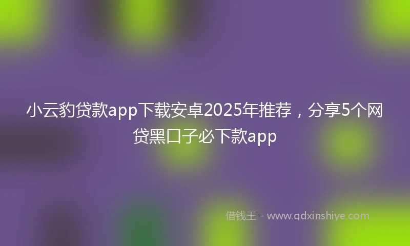 小云豹贷款app下载安卓2025年推荐，分享5个网贷黑口子必下款app
